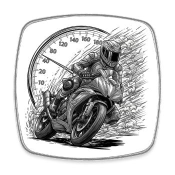 Biker driven by speed - Square fridge magnet - white - Front