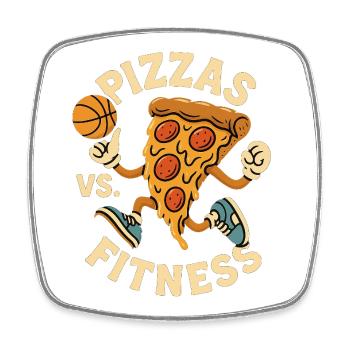 Pizza Fitness Animation - Square fridge magnet - white - Front