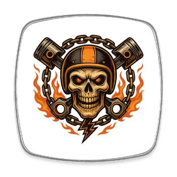 Skull Rider – Dark Biker Spirit - Square fridge magnet - white - Front