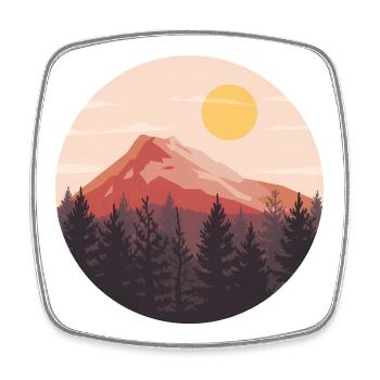 Paysage de coucher de soleil amoureux de la nature - Magnet carré - blanc - Devant