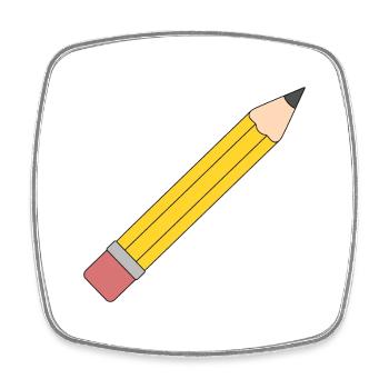 Lebendige gelbe Bleistift-Illustration - Viereckiger Kühlschrankmagnet - Weiß - Vorne
