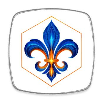 Fleur-de-Lys Flammenblau und Goldglühen - Viereckiger Kühlschrankmagnet - Weiß - Vorne