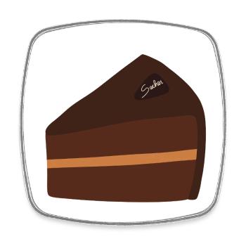 Sacher tranche de chocolat Illustration Design - Magnet carré - blanc - Devant