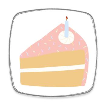 Festive Birthday Cake Illustration - Square fridge magnet - white - Front