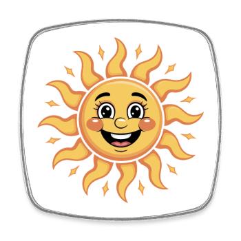 Illustration de ciel de soleil joyeux - Magnet carré - blanc - Devant