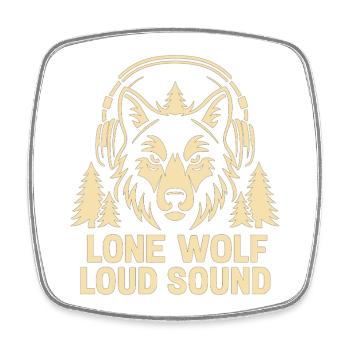 Einsamer Wolf mit Kopfhörer und Natur - Viereckiger Kühlschrankmagnet - Weiß - Vorne