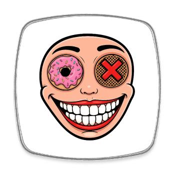 Eklektisches Lächeln mit Donut und Blütenblatt - Viereckiger Kühlschrankmagnet - Weiß - Vorne