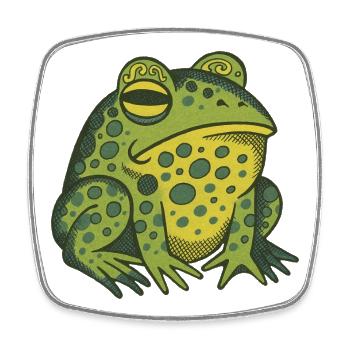 Whimsical Green Frog Illustration - Square fridge magnet - white - Front