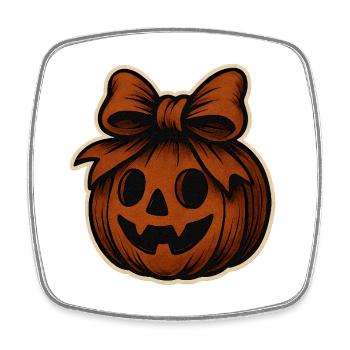 Spooky pumpkin with bow - Square fridge magnet - white - Front