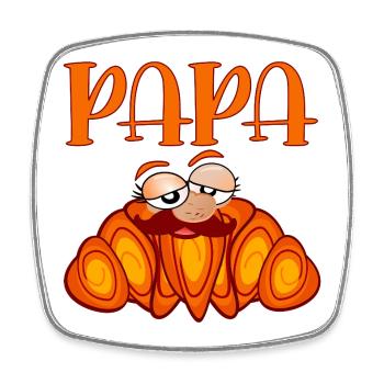 PAPA MOUSTACHE CROISSANTS - Magnet carré - blanc - Devant