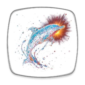 Delfin - Viereckiger Kühlschrankmagnet - Weiß - Vorne