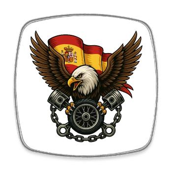 Eagle and Spanish flag in bold tattoo - Square fridge magnet - white - Front
