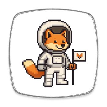 Renard pixel art en costume d’astronaute - Magnet carré - blanc - Devant