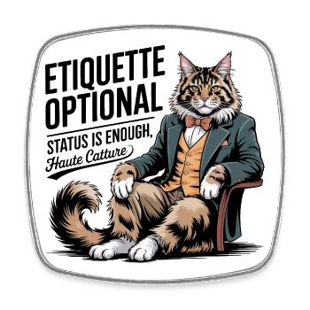 Etiquette Optional Fancy Cat - Square fridge magnet - white - Front