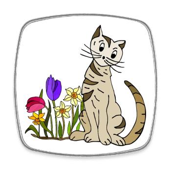 cat - Square fridge magnet - white - Front