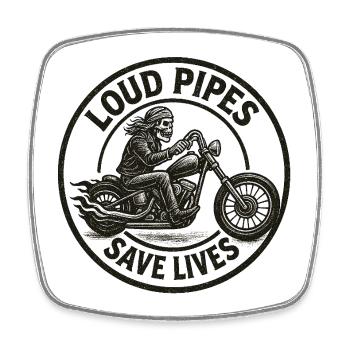 Laute Rohre retten Leben Motorrad-Design - Viereckiger Kühlschrankmagnet - Weiß - Vorne