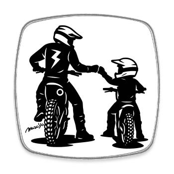 Motocross Vater und Sohn - Viereckiger Kühlschrankmagnet - Weiß - Vorne