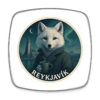 Arktischer Fuchs – Reykjavík Island Souvenir - Viereckiger Kühlschrankmagnet - Weiß - Vorne