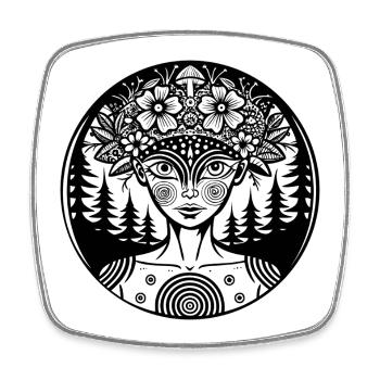 Mystischer Waldgeist Illustration - Viereckiger Kühlschrankmagnet - Weiß - Vorne