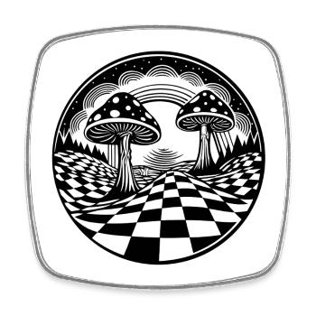 Psychedelische Pilz-Landschaftsgestaltung - Viereckiger Kühlschrankmagnet - Weiß - Vorne