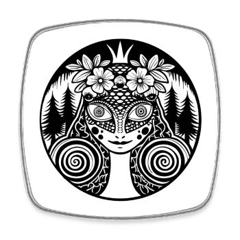 Mystischer Wald Mandala Illustration - Viereckiger Kühlschrankmagnet - Weiß - Vorne