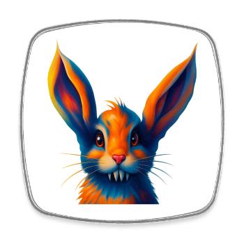 Lapin futuriste avec la magie des couleurs - Magnet carré - blanc - Devant