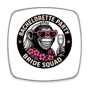 Bachelorette - Bachelorette Monkey Bridal Team Design - Square fridge magnet - white - Front
