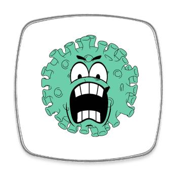 Green Creature – funny cartoon monster - Square fridge magnet - white - Front