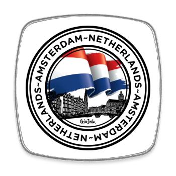 Abstraktes niederländisches Flaggenkunstdesign - Viereckiger Kühlschrankmagnet - Weiß - Vorne