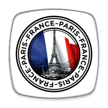 French Flag and Eiffel Tower Illustration - Square fridge magnet - white - Front