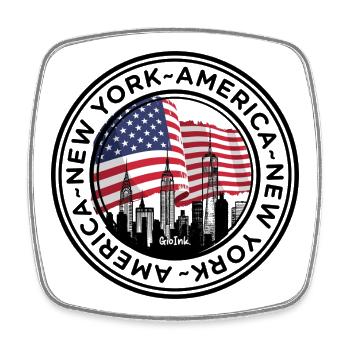 American Skyline with Flag Embrace - Square fridge magnet - white - Front