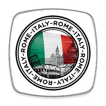 Italy Landmark Silhouette with Flag Colors - Square fridge magnet - white - Front