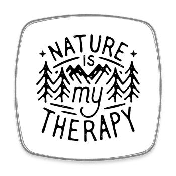 Natur ist meine Therapie lustiger Wanderer Camper im Freien - Viereckiger Kühlschrankmagnet - Weiß - Vorne