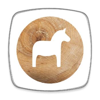 Kreis Holz Dalapferd Natur Weihnachten Pferde rund - Viereckiger Kühlschrankmagnet - Weiß - Vorne