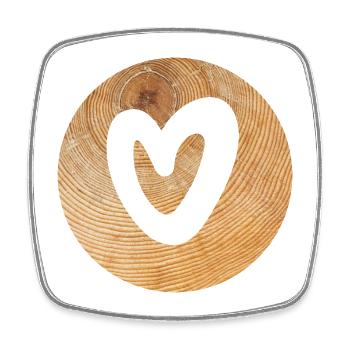 Kreis Holz Herz Weihnachten Liebe Love Bio Natur - Viereckiger Kühlschrankmagnet - Weiß - Vorne