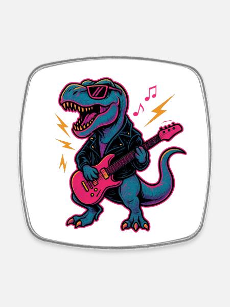 Rock Dino - Square fridge magnet - white
