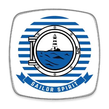 Sea Lighthouse Illustration in Nautical Style - Square fridge magnet - white - Front