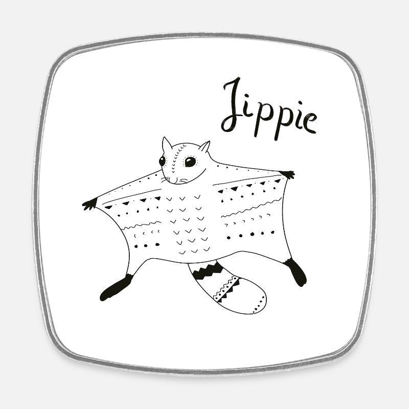 Flying squirrels approaching - Square fridge magnet - white