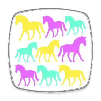 6 Horses Silhouette Team Rider Riding Friends Cute - Square fridge magnet - white - Front