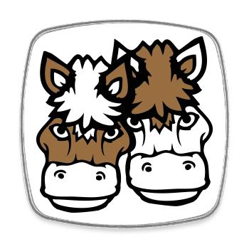 2 Horses Man Woman Lovers Friends Love Team - Square fridge magnet - white - Front