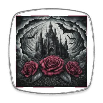 Dark Castle with Roses and Bats - Square fridge magnet - white - Front
