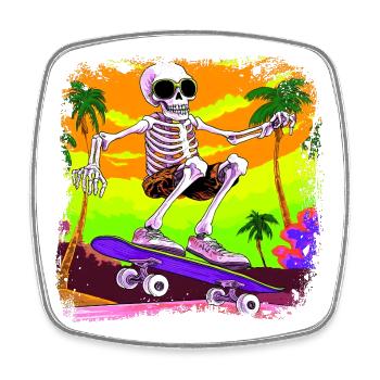 Skelett Skateboarder - Viereckiger Kühlschrankmagnet - Weiß - Vorne