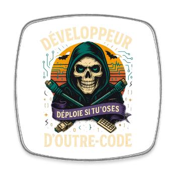 Développeur Web - Halloween Tête de Mort - Magnet carré - blanc - Devant