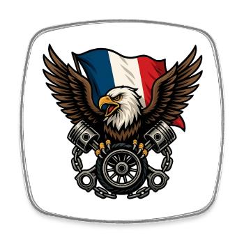 French Eagle with Flag - Square fridge magnet - white - Front