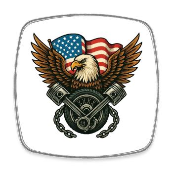 Patriotic Eagle with USA Flag - Square fridge magnet - white - Front