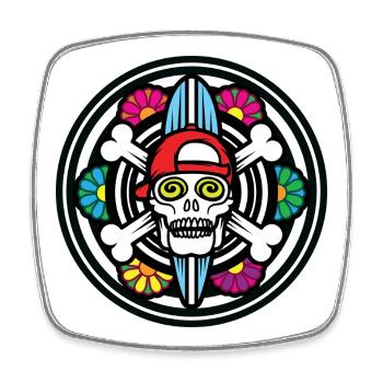 Surf Skull - Square fridge magnet - white - Front
