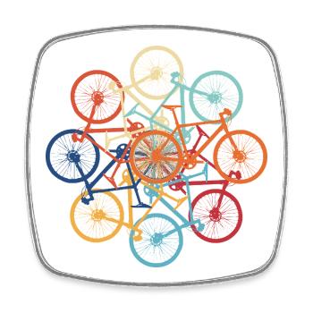Fahrradkunst in bunten Farben - Viereckiger Kühlschrankmagnet - Weiß - Vorne