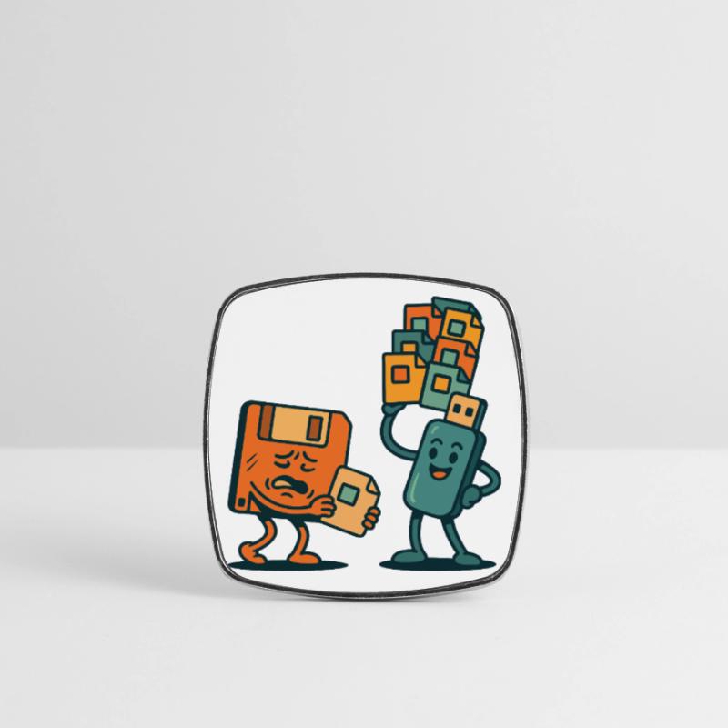 Floppy Disk vs USB Drive Retro Tech Sarcasm Square fridge magnet