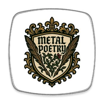 Metal Poetry – Gotisches Wappen - Viereckiger Kühlschrankmagnet - Weiß - Vorne