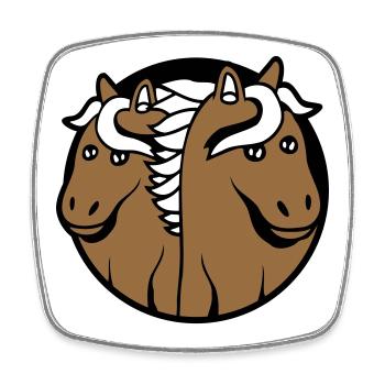 2 Chevaux Homme Femme Amoureux Amis Amour Équipe - Magnet carré - blanc - Devant